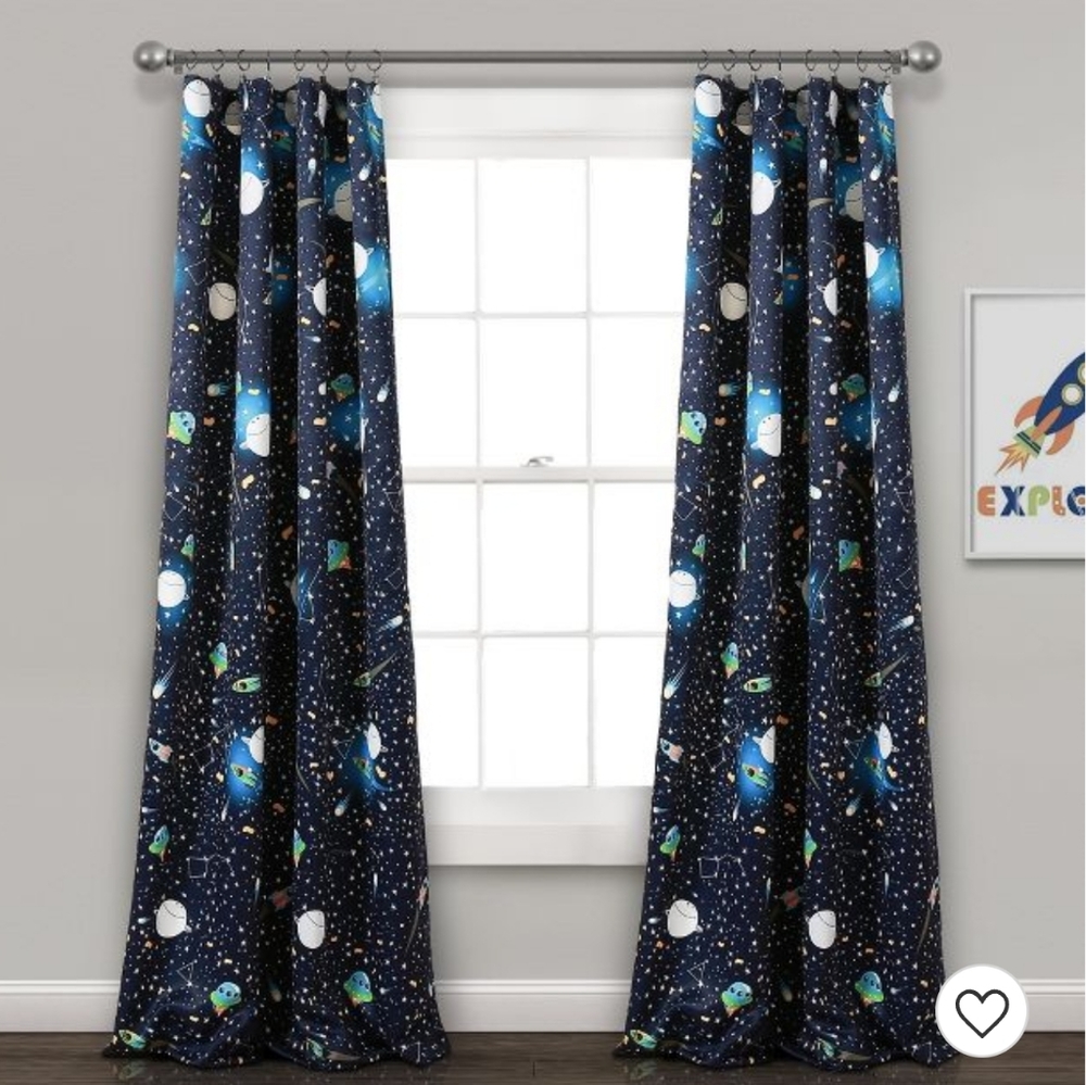 Universe Room Darkening Window Curtain Panels Navy - Lush Décor💙💙